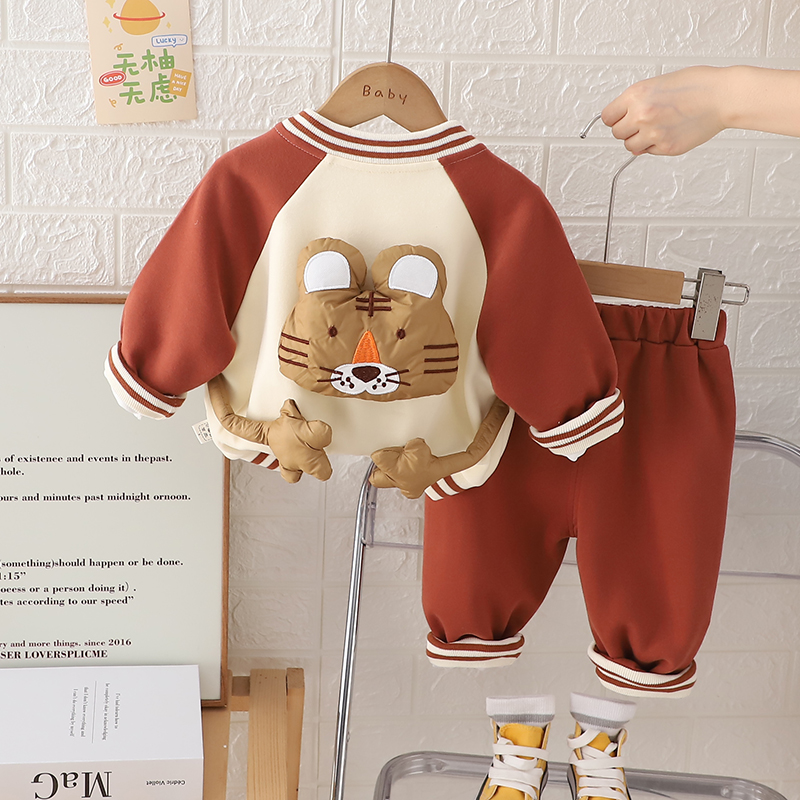童装男童春秋季套装新款男宝宝秋装洋气卡通棒球服三件套婴儿童潮
