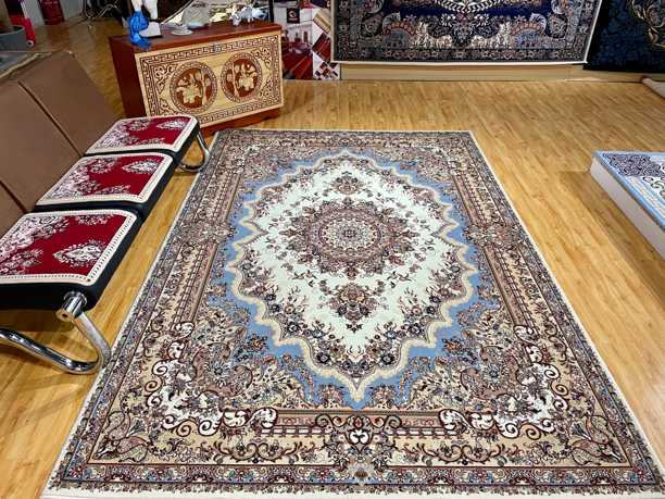 蒙古风格卧室吸水防滑床边毯水晶绒羊毛地毯轻奢复古大面积家用