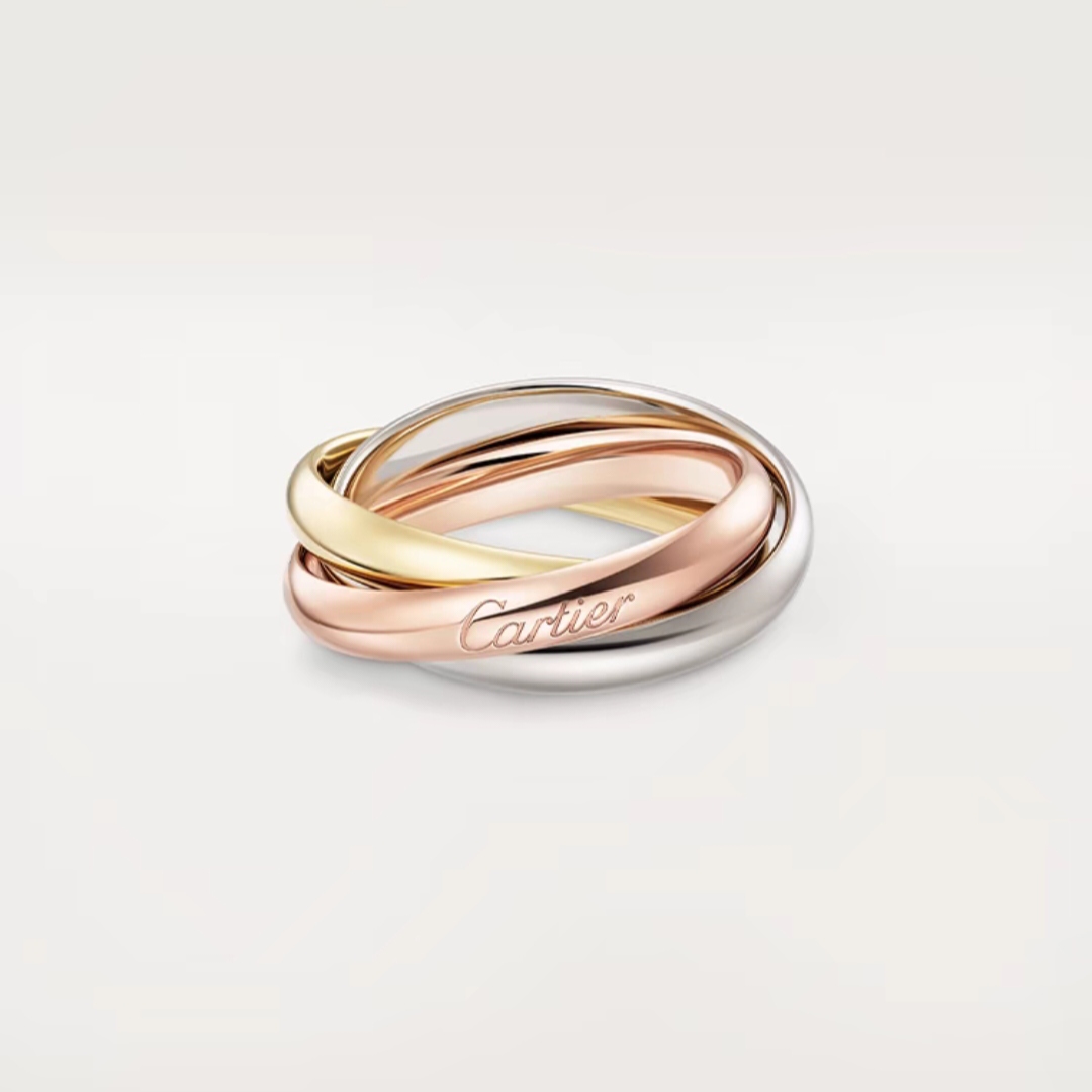 99新 Cartier/卡地亚 Trinity系列 三色三环中宽戒指 