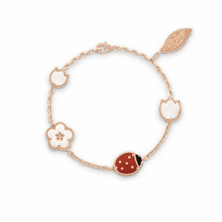 99新 梵克雅宝 Lucky Spring系列 幸运春 瓢虫五花手链