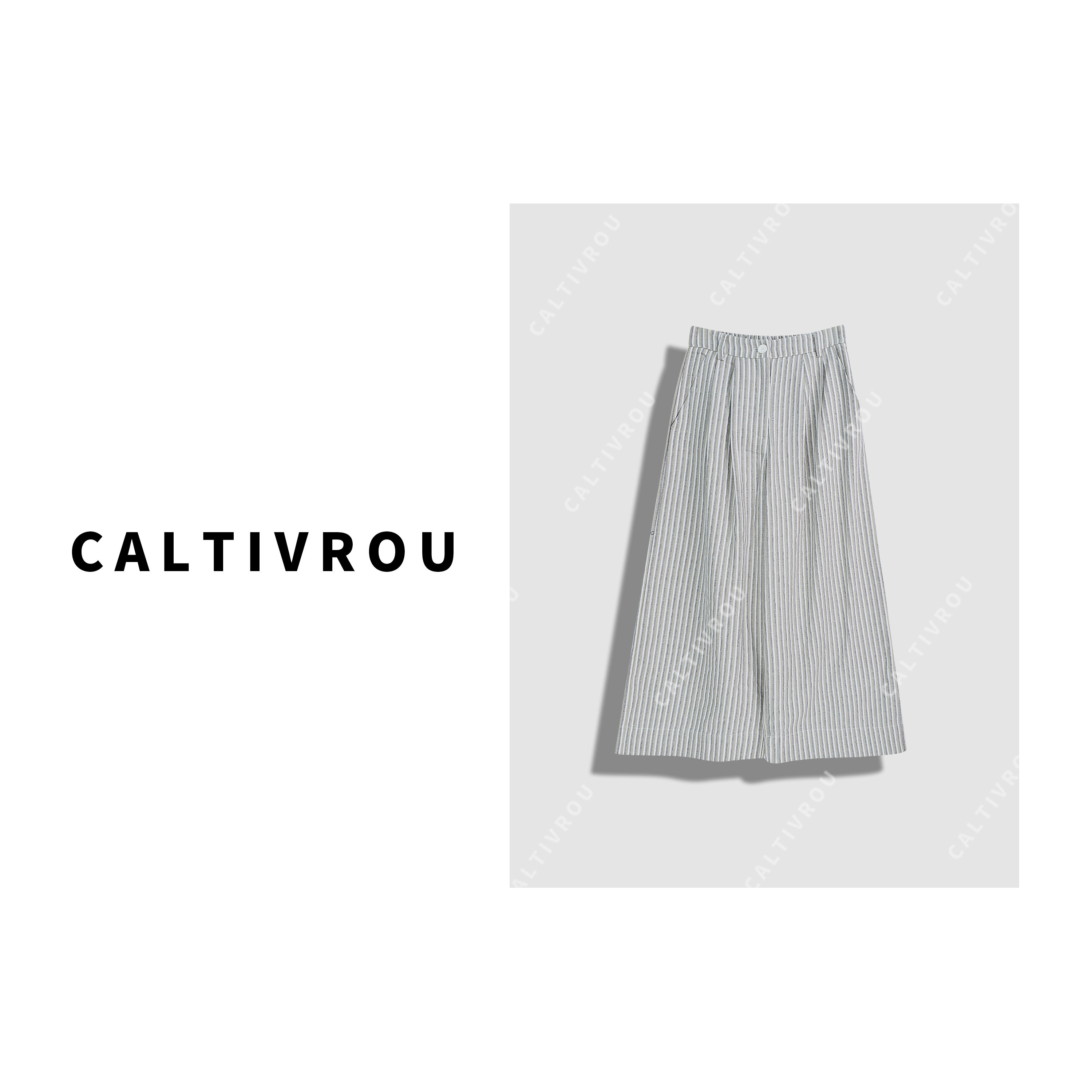 Caltivrou复兴浪漫~复古休闲竖条纹宽松直筒裤-A1169-K10808-X