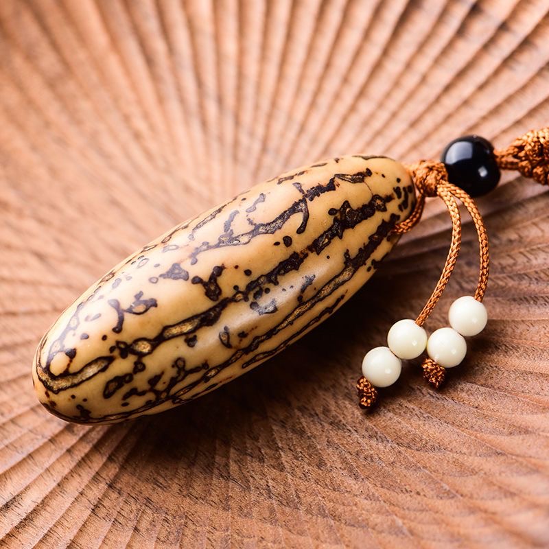 【大果】千眼菩提风化果玉化光滑老树果木质实心手把件