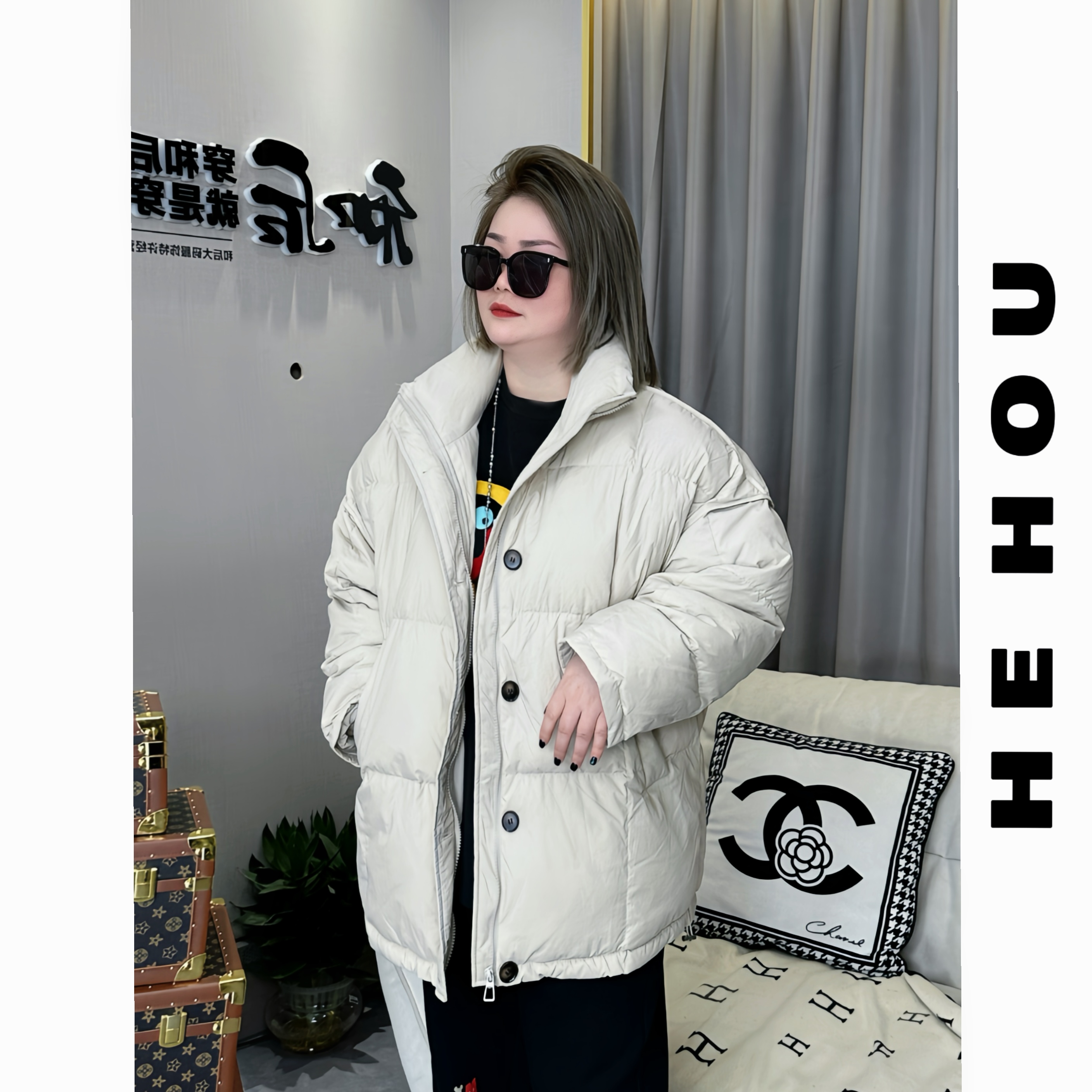 52242-1 和后大码 冬季羽绒服长短款大码宽松百搭潮流潮流羽绒服