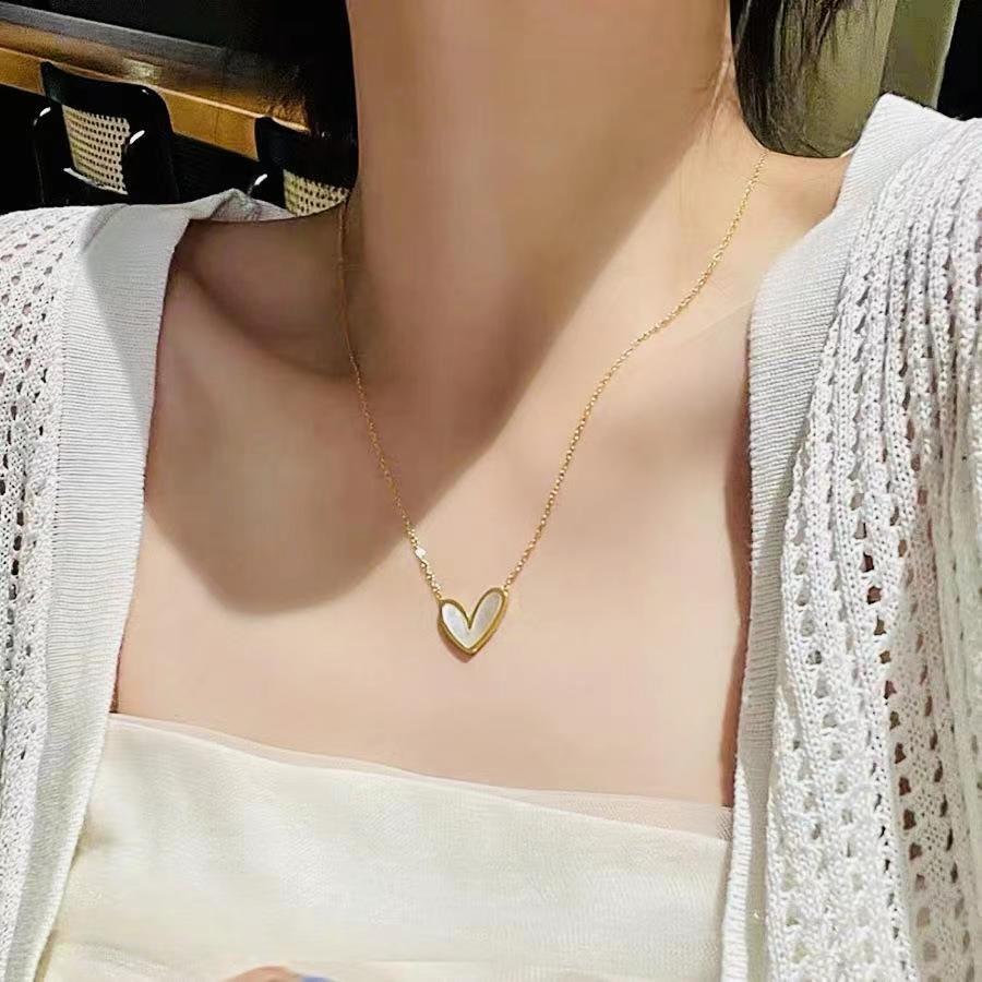 钛钢项链 R078淑女气质爱心设计感轻奢项链百搭小众