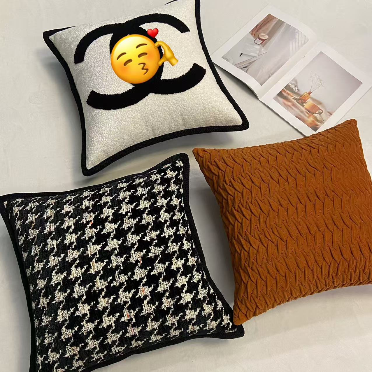 【高定千鸟格】现代简约轻奢抱枕客厅沙发抱枕靠垫高级感方形抱枕