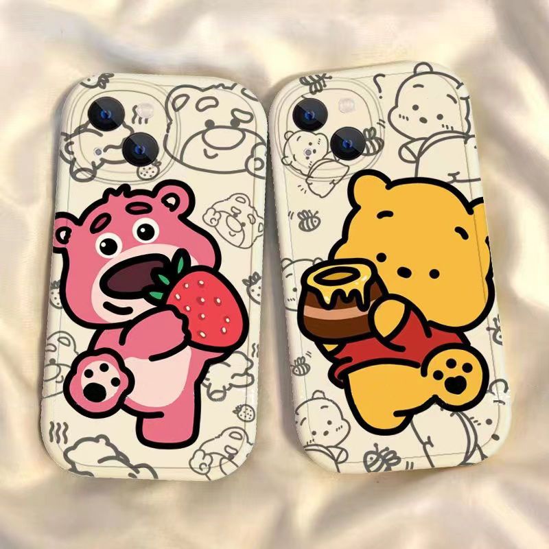草莓维尼熊苹果15手机壳iPhone14ProMax女13/8P/12/xr防摔X软壳11