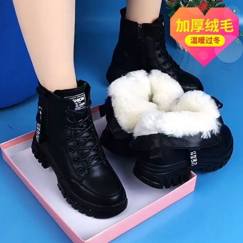 雪地靴秋冬季新款棉靴加绒保暖防滑软皮短靴女底防水马丁靴女2025