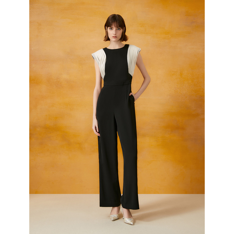 Song of Song/歌中歌显瘦气质休闲阔腿高腰黑色连体裤5C64202020