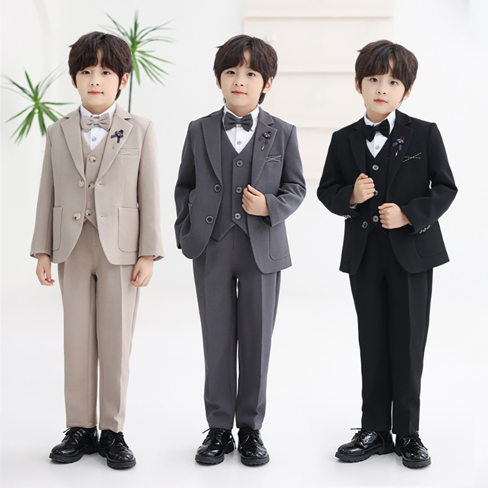 新款英伦花童演出服男童钢琴考级活动主持小西服秋冬儿童西装套装
