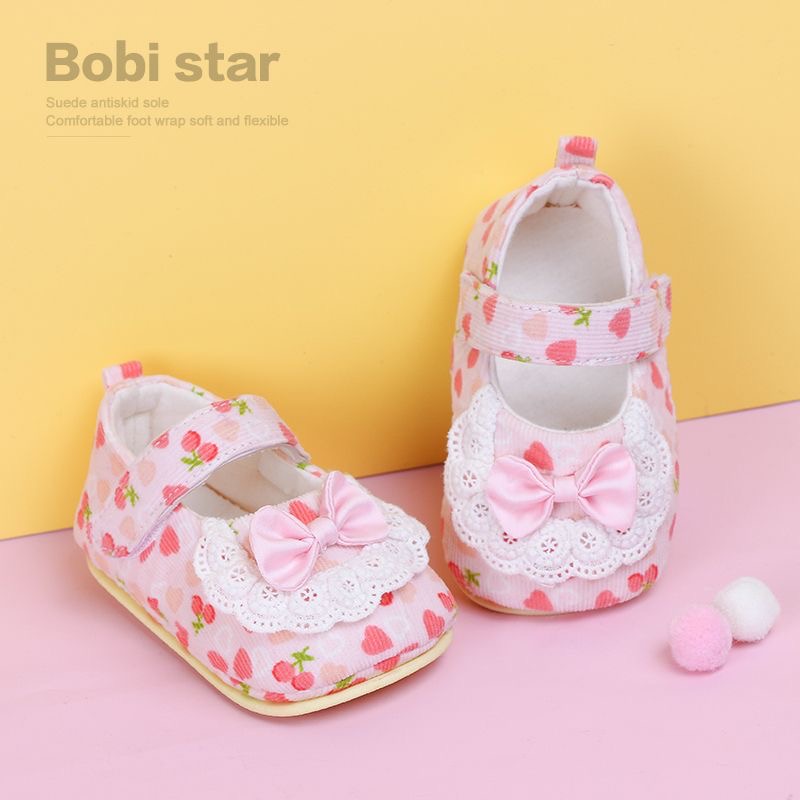 婴儿春夏季软底学步鞋女宝宝lolita风透气防滑防掉单鞋0-1岁幼儿6