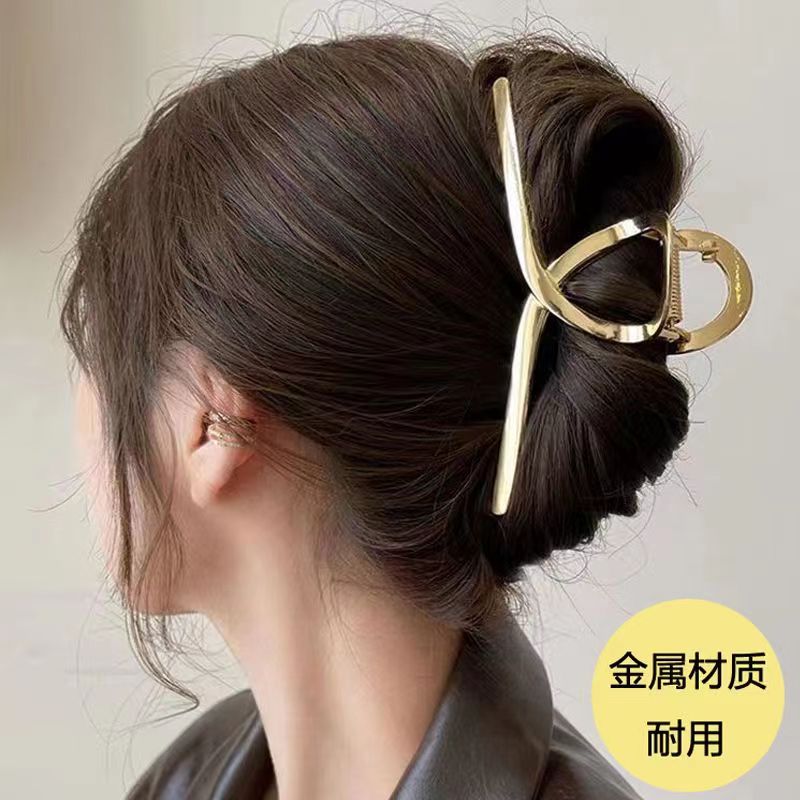 发饰简约女发量多金属抓夹大号鲨鱼夹气质网红头饰