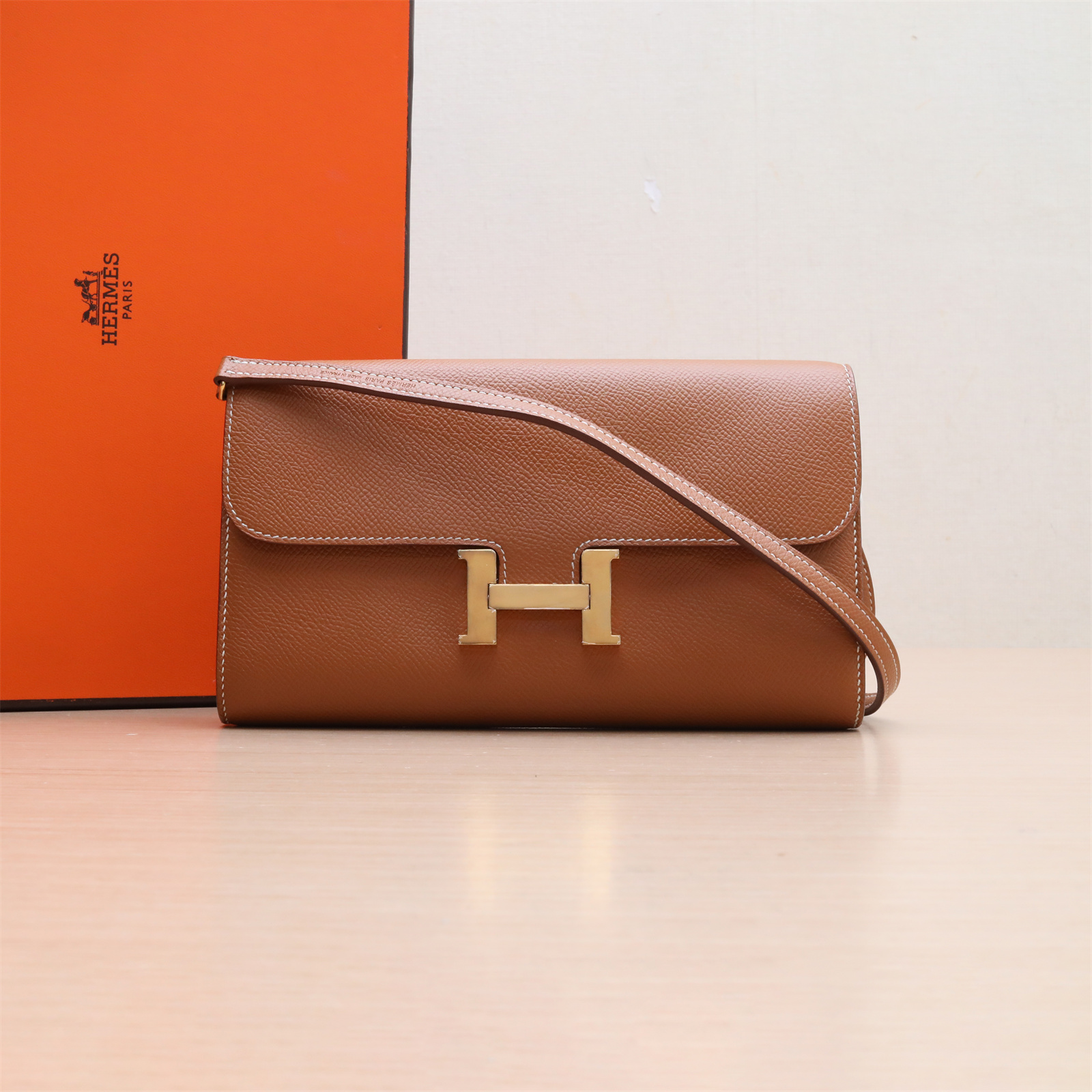 95新 Hermes/爱马仕 尾全31919【小花Han】康康 Long ToGo金棕Z刻包