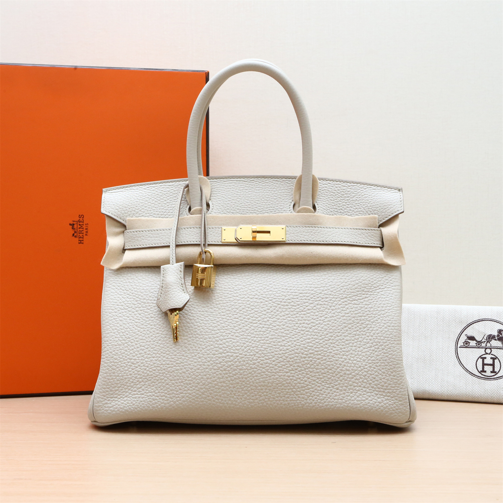 99新  小花A花Birkin 30 8L冰川白 Togo皮 A刻 金扣 P204195148