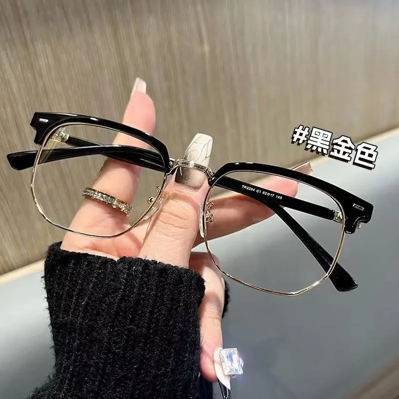 回头率超高！超好看的复古半框可配度数近视眼镜防蓝光素颜男女！