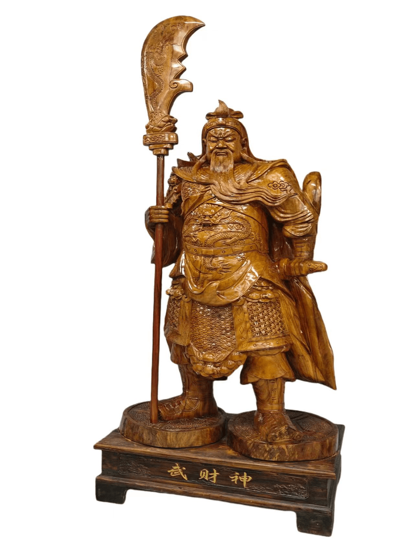 根雕工艺品，香樟木立刀关二爷，纯手工雕刻，长109厚66高278