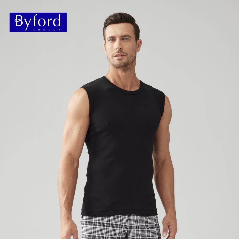 Byford/百富男士背心舒适棉运动背心无袖打底衫汗衫男-MW8833