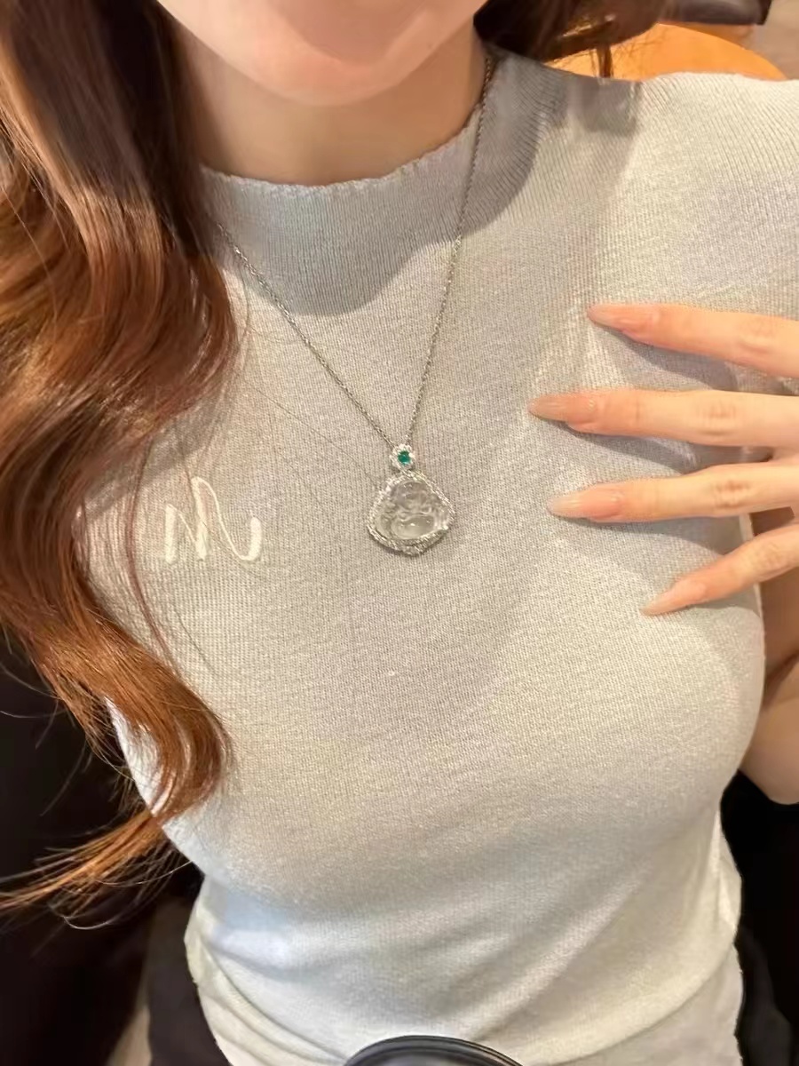 链子925银珐琅 百搭气质小众镶嵌时尚轻奢简约灵动精致纯银项链