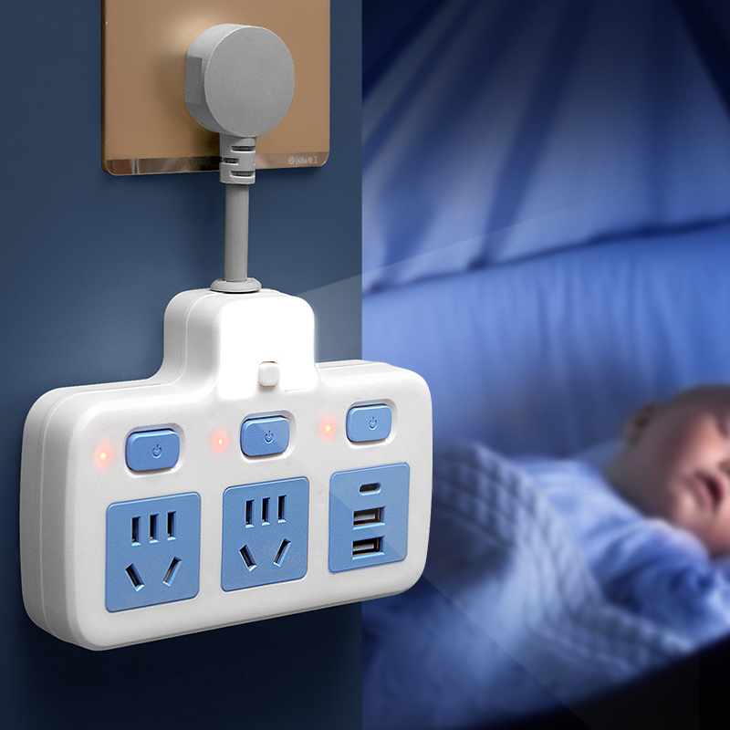 家用充电插座转换器多功能USB插板带线排插一转多孔转换插头插孔