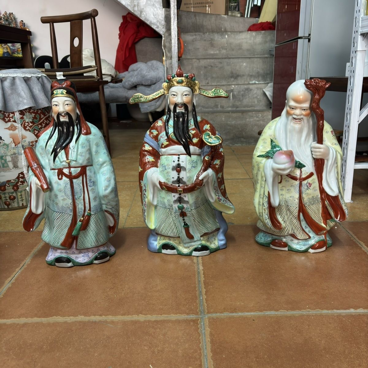 景德镇人物陶瓷福禄寿三星风水平安吉祥招财摆件会所酒店摆放50cm