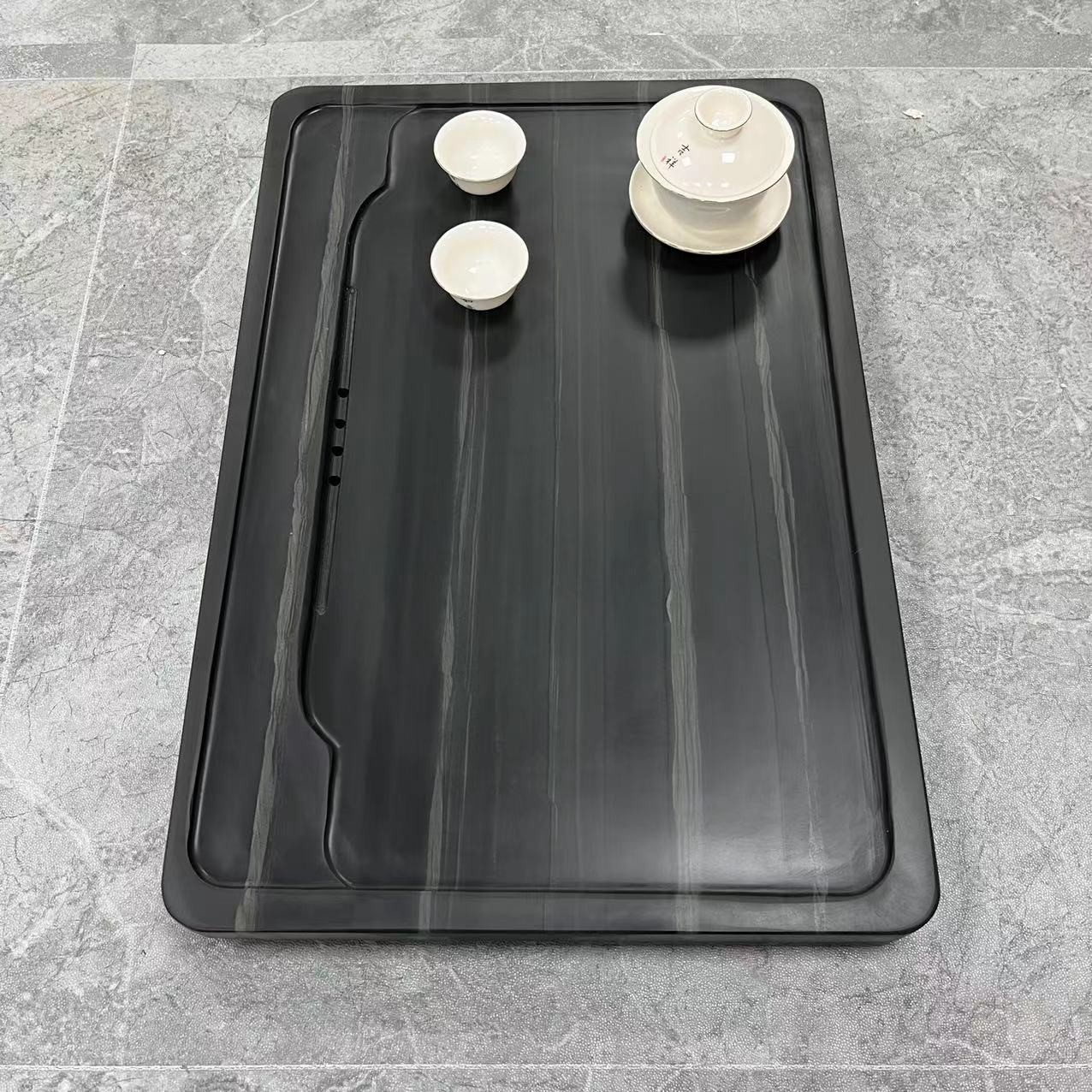 简易款天然石皇庭玉石茶盘干泡台整版无拼接适合家用桌面办公室用