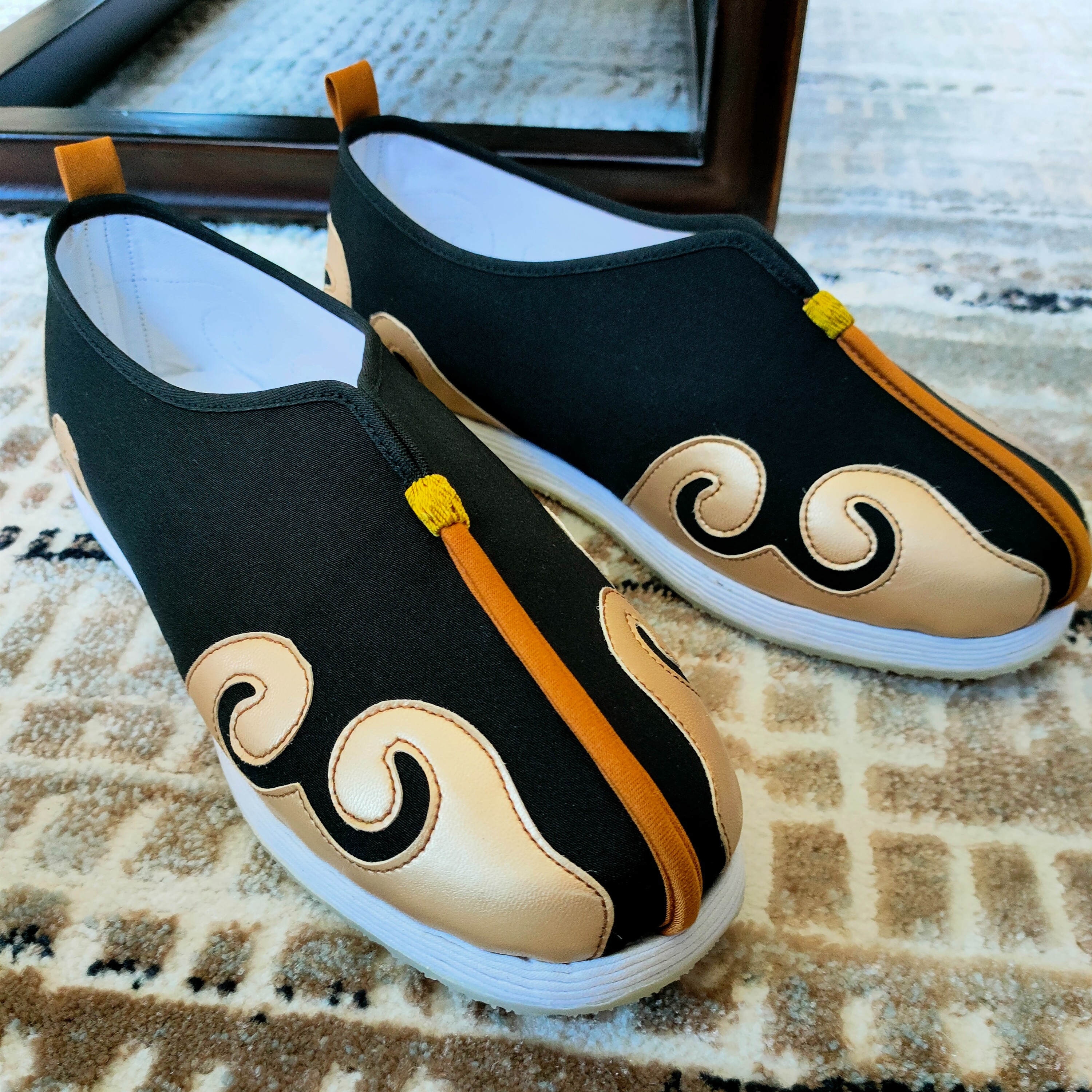 手工加厚千层底云纹布鞋男款道士靸鞋古装鞋男士纯手工老北京布鞋