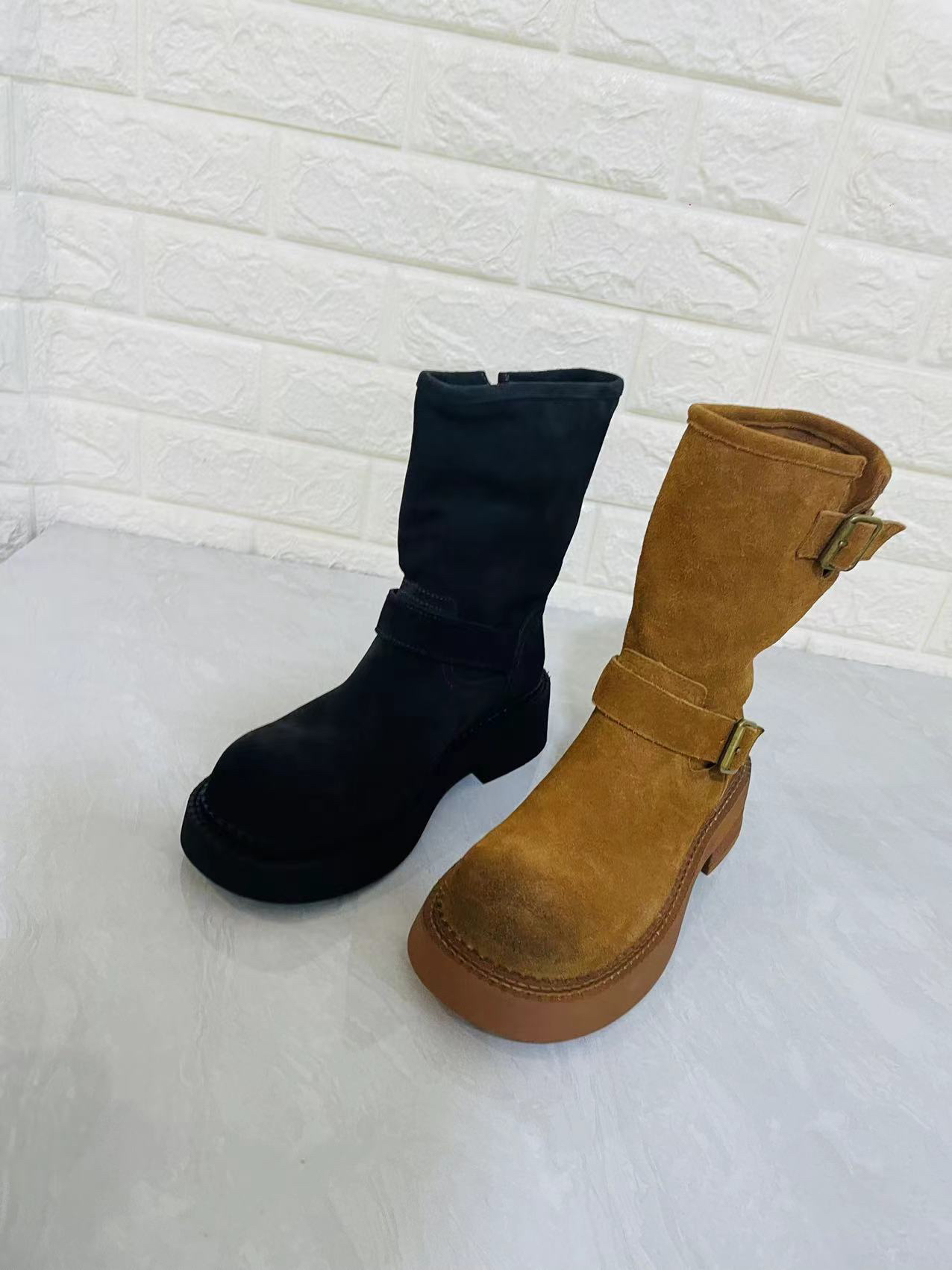 0670-3金属扣磨砂马丁靴女厚底复古