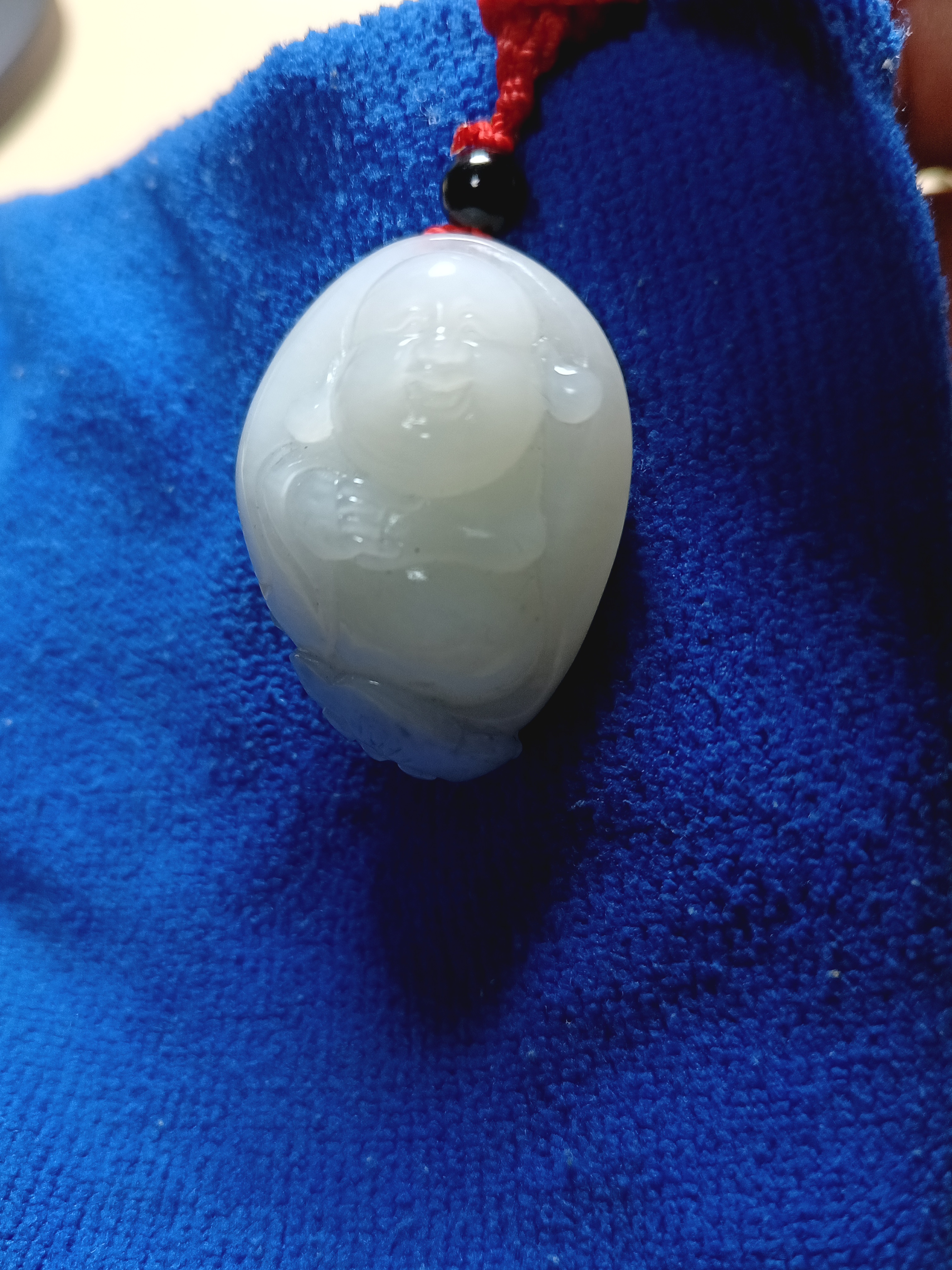 天然和田玉大肚弥勒佛女款手工雕刻