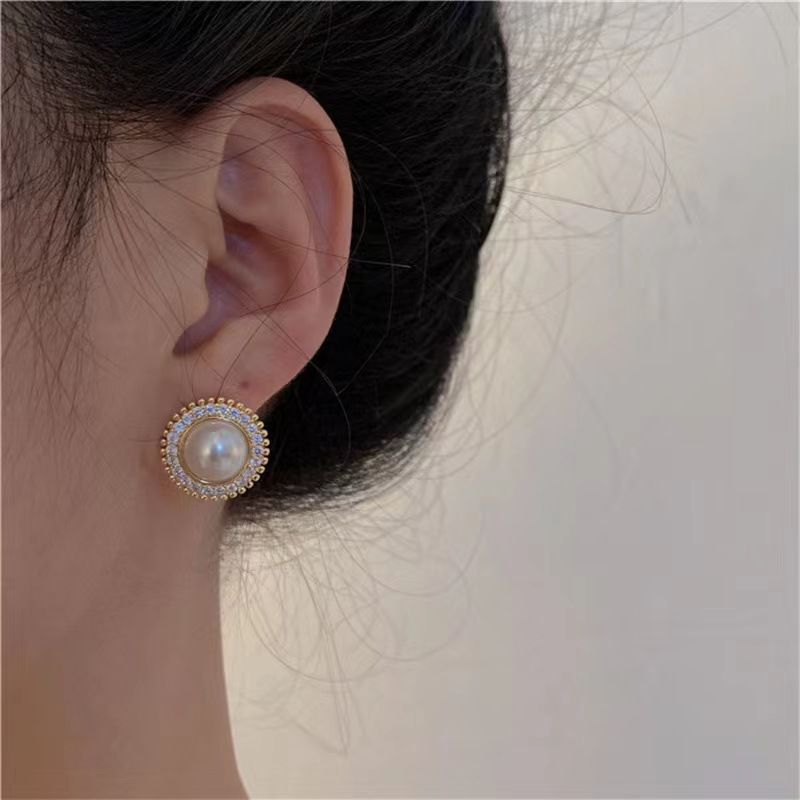 铜合金耳饰 28【朵海.云约】气质小香风轻奢小众太阳女神珠珠耳饰