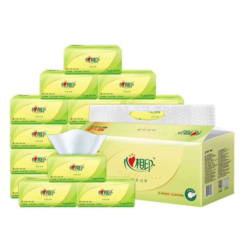 心相印茶语丝享 110抽16+2包三层塑装纸面巾（加赠装）