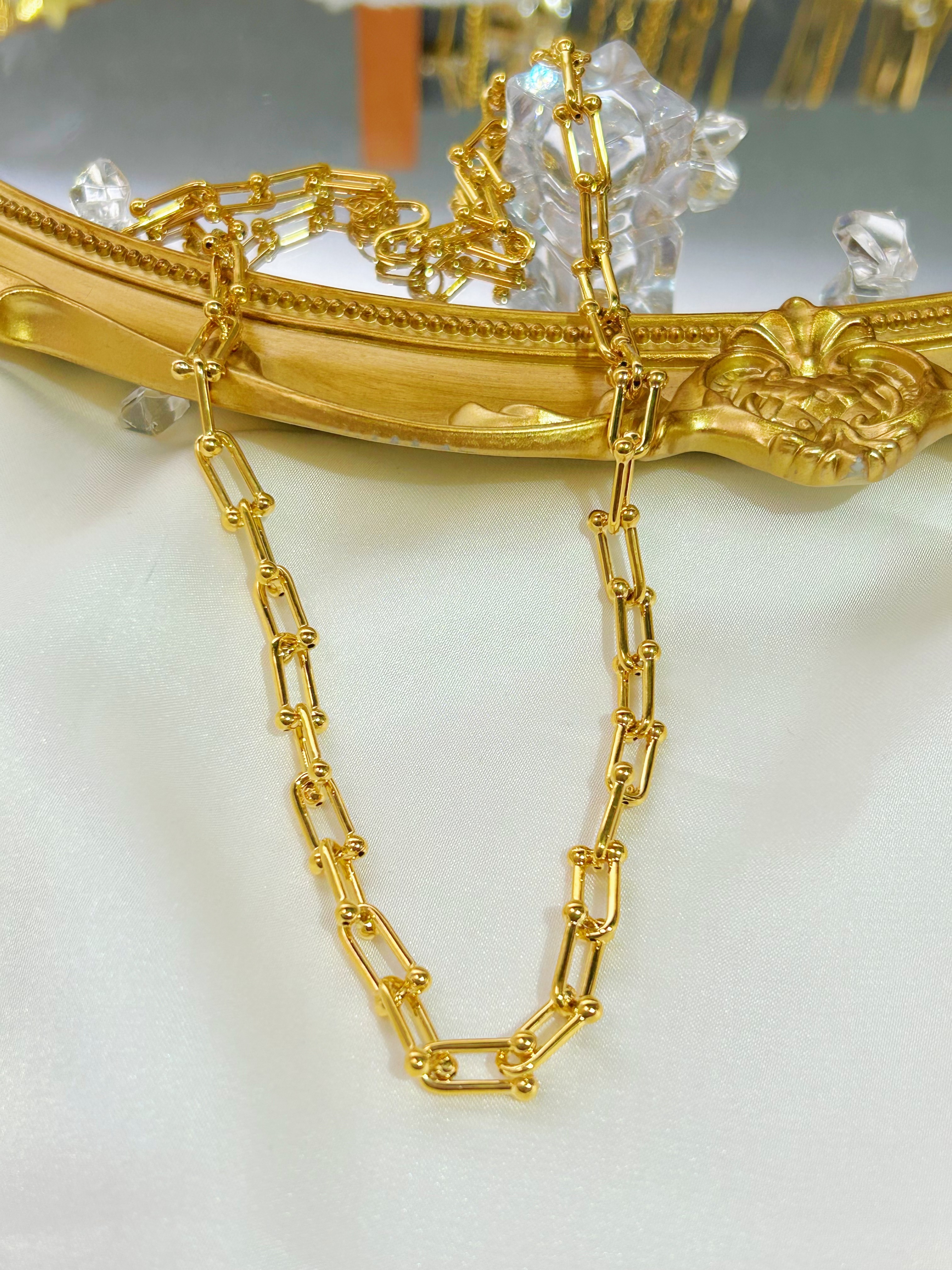 足金999  马蹄项链 黄气5D无氰工艺