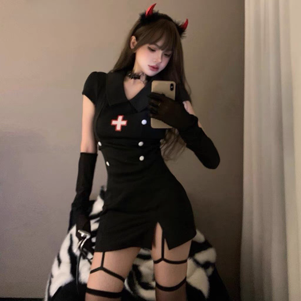 万圣节性感护士制服cosplay医生角色扮演纯欲风连衣短裙主播服装