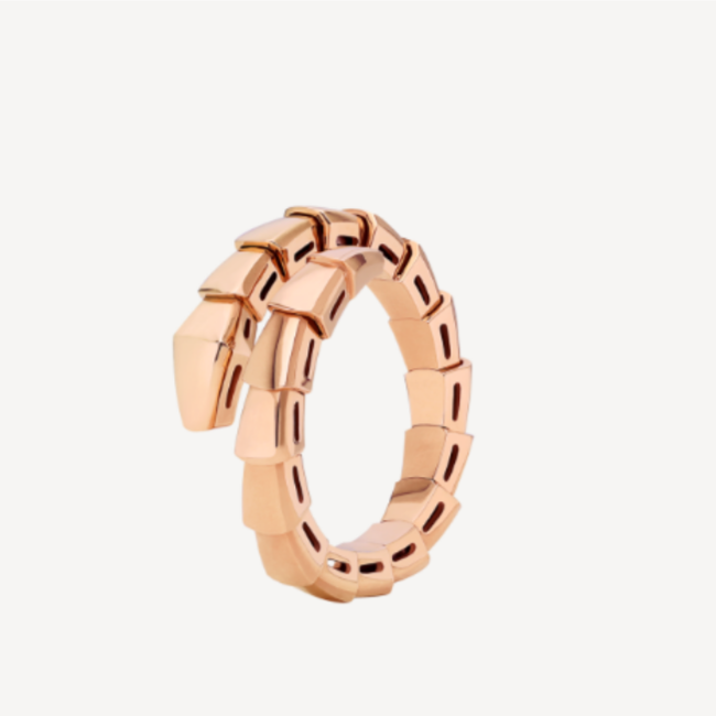 99新 BVLGARI/宝格丽 SERPENTI系列 18k金 无钻  蛇戒 窄版 戒指 