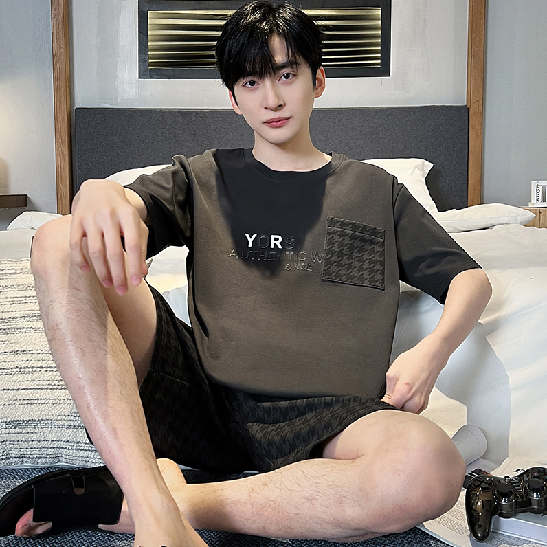 新款睡衣男士夏季短袖短裤套装薄款休闲舒适宽松大码可外穿家居服