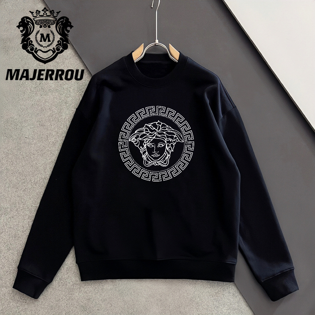 MAJERROU/玛基欧八卦美人卫衣棉质时尚加绒轻奢范思秋季男上衣潮9