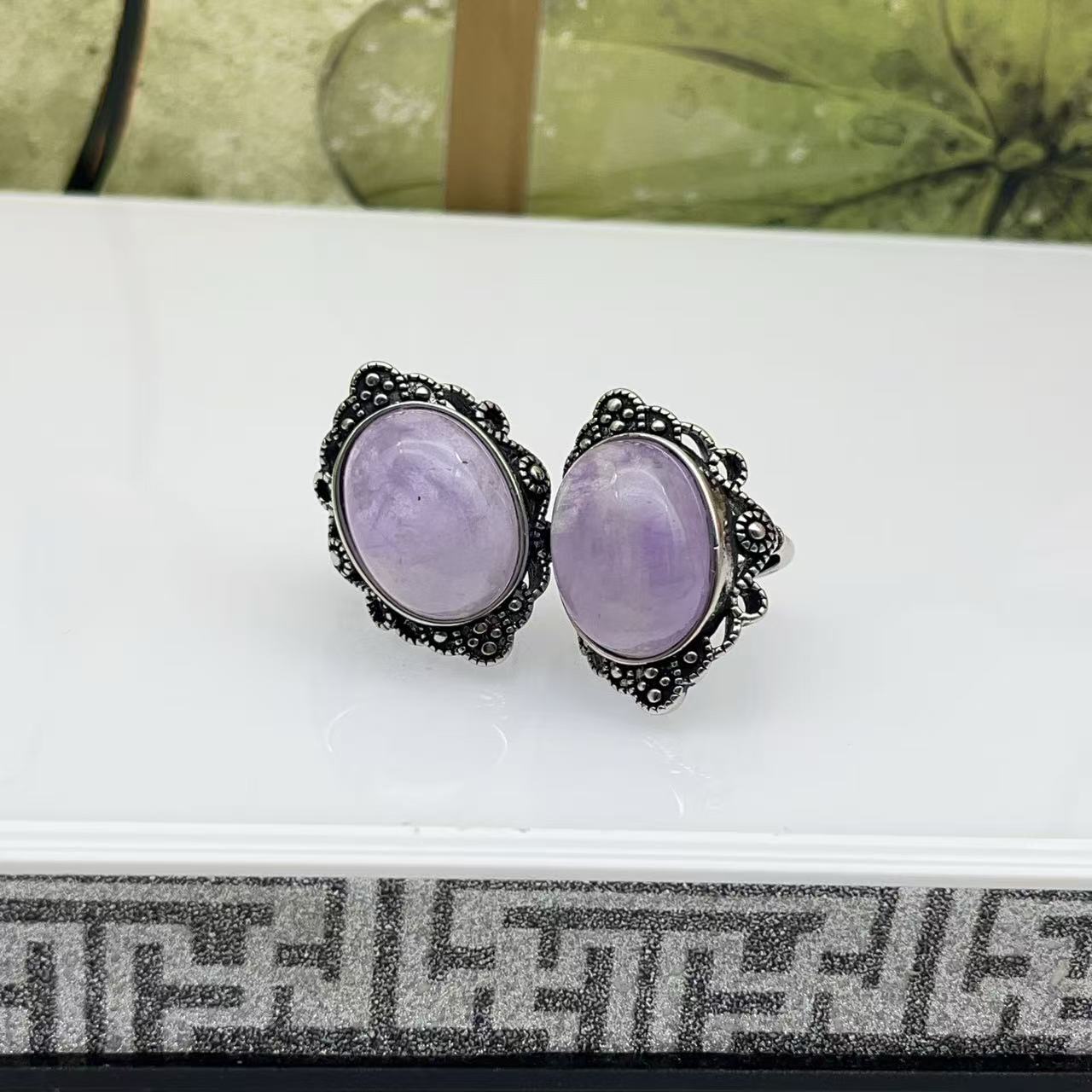 天然水晶皇后紫锂灰戒指 K141—多样性发一件