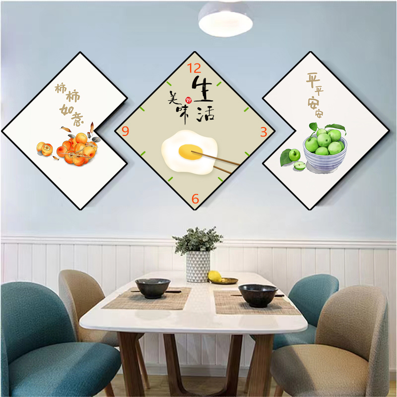 菱形异形现代简约铝合金晶瓷画餐厅画挂画餐厅墙画多款图案可选