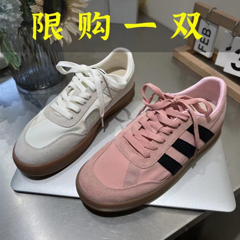 百丽纯爱真皮德训鞋女2023夏季新款百搭平底休闲运动鞋小白鞋88