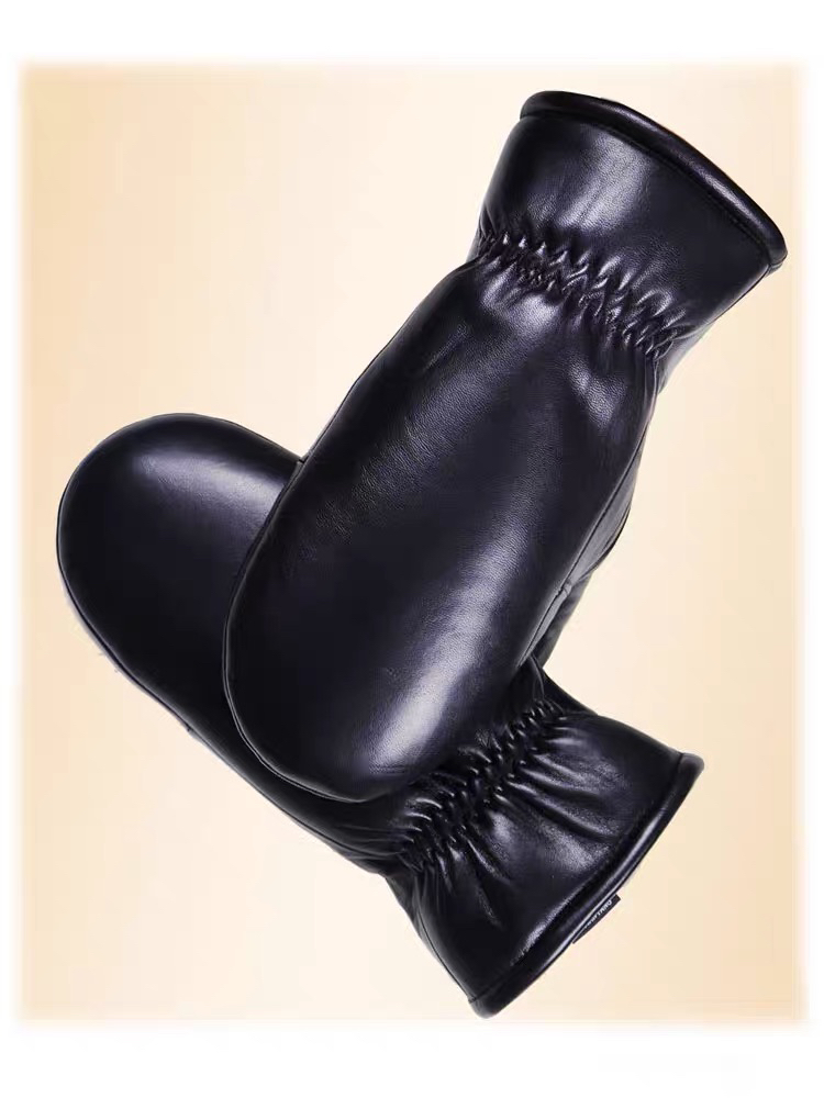 真皮真毛手套男女士冬季保暖加厚全连指羊皮羊毛皮毛一体棉手闷子