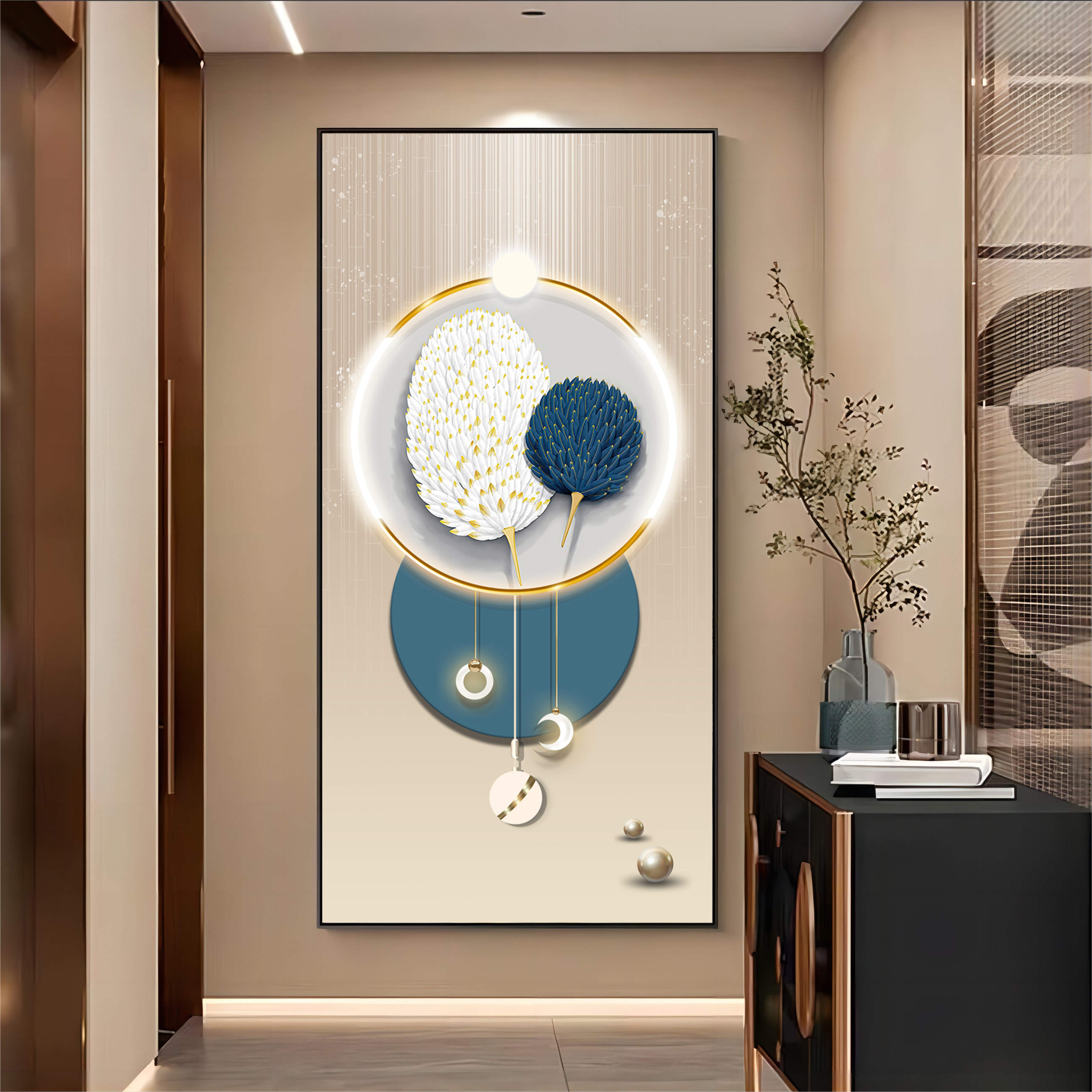 现代玄关走廊画晶瓷入户装饰画沙发背景墙挂画时尚简约铝合金框画