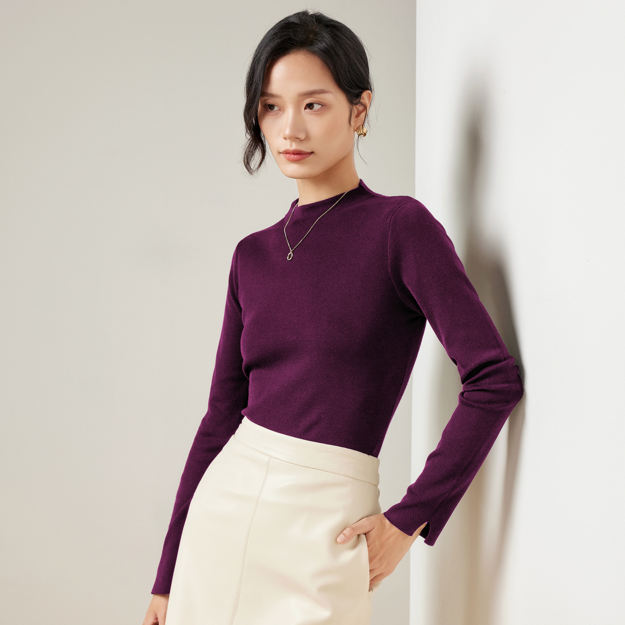 【直播专属】秋冬黑色半高领针织衫女装长袖修身气质打底上衣AF3125