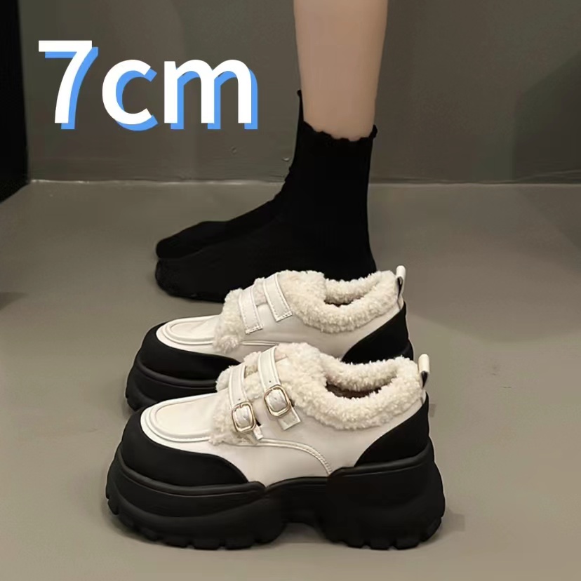 回力瑞英伦风法式厚底增高小皮鞋女秋冬鞋2023新款黑色松糕乐福鞋