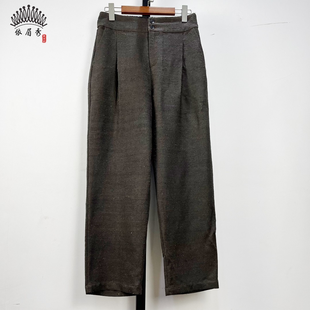 YIMEIXIU/依眉秀云纱柞蚕丝烟管裤 62427