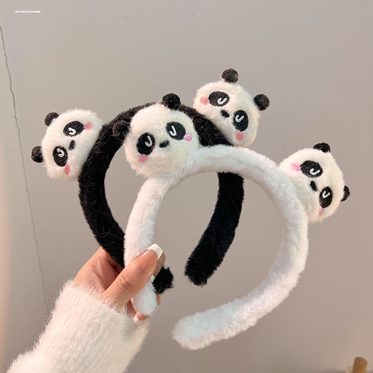 毛绒熊猫发箍设计质感气质甜妹发饰新款外出百搭精致显白防滑小众