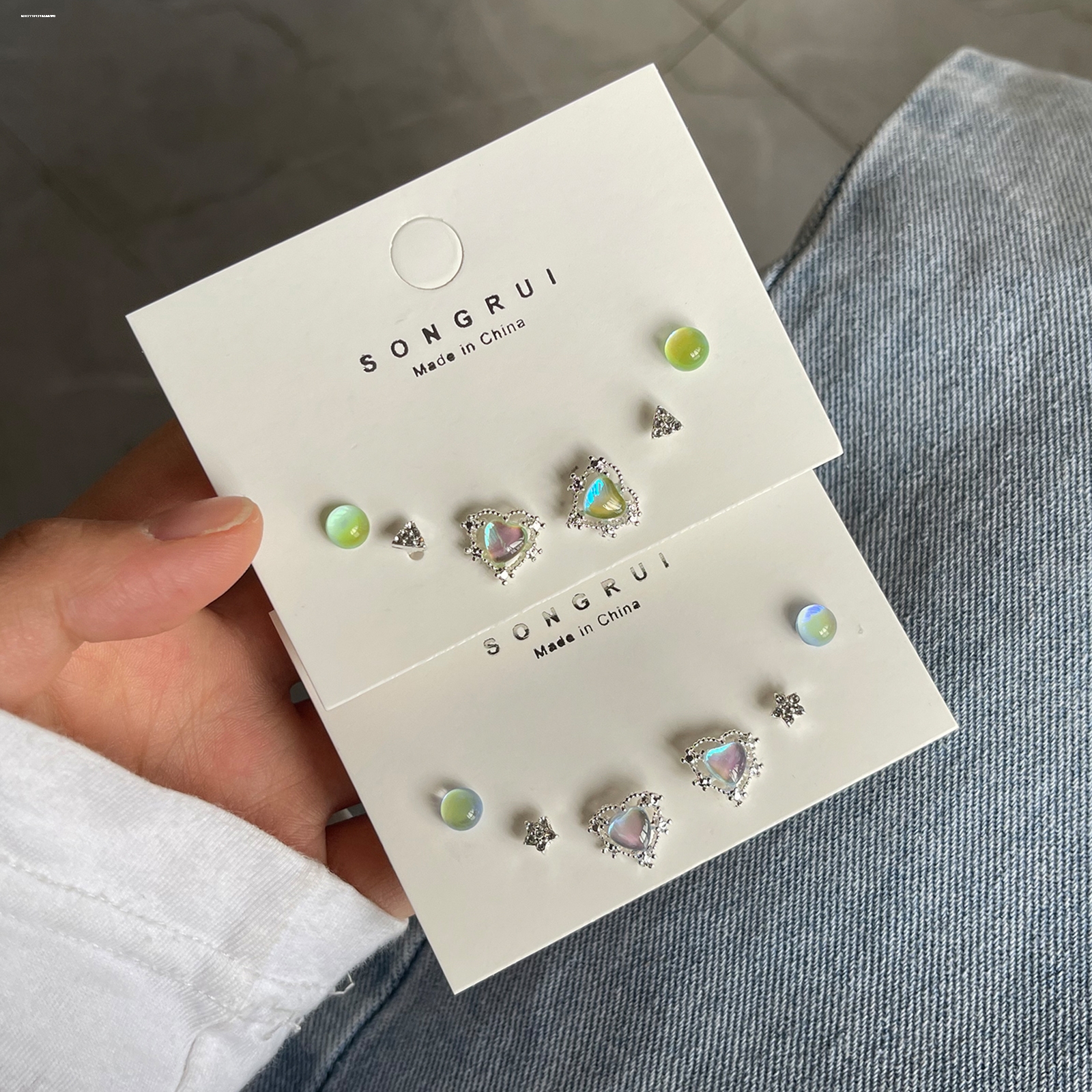 小众简约极光爱心耳钉时尚ins轻奢韩系显白耳饰设计女个性网红