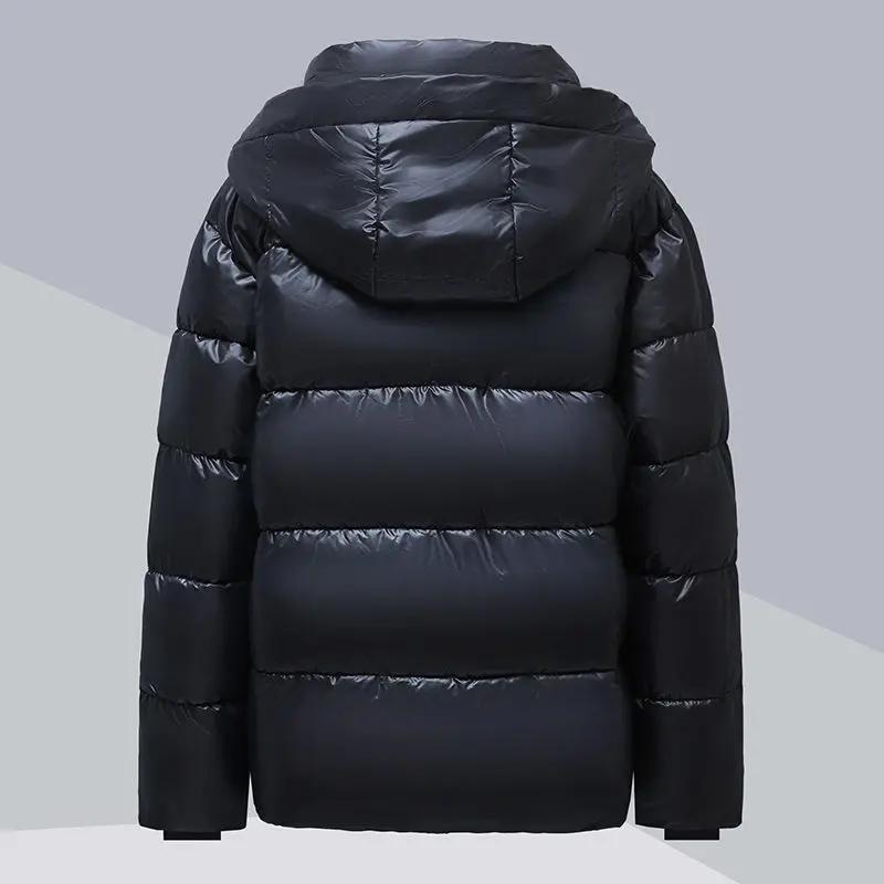 新款高档黑金羽绒服棉服女短款2023冬季新款韩版连帽加厚情侣装