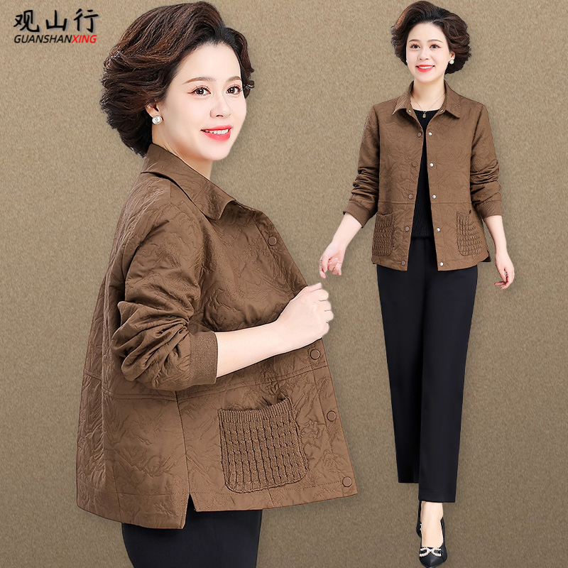 中年妈妈秋装上衣2025新款外套中老年女装春秋洋气大码夹克风衣服