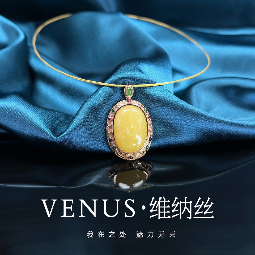 蜜蜡吊坠蛋面s925银镶嵌欧式宫廷风轻奢天然妖花大气白花蜡坠链