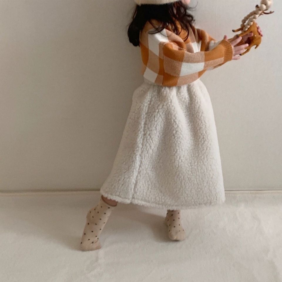 韩版儿童毛毛半裙  女童羊羔毛半身裙 2022冬季加厚半身裙 新款