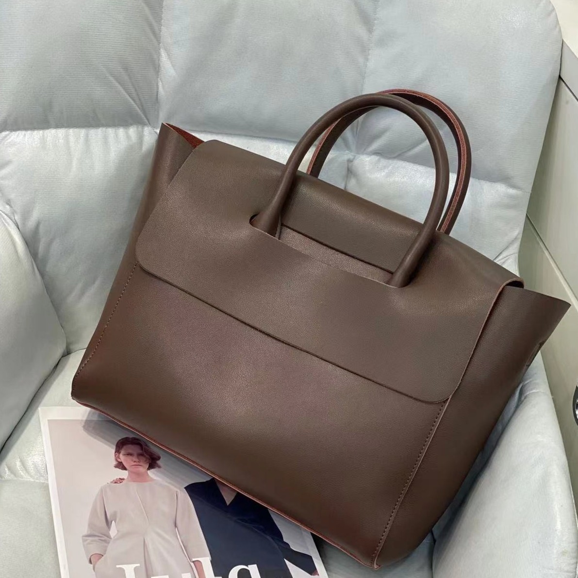 【ZOE】XKY-3006-咖色2023秋冬新款简约时尚百搭单肩手提腋下包包女