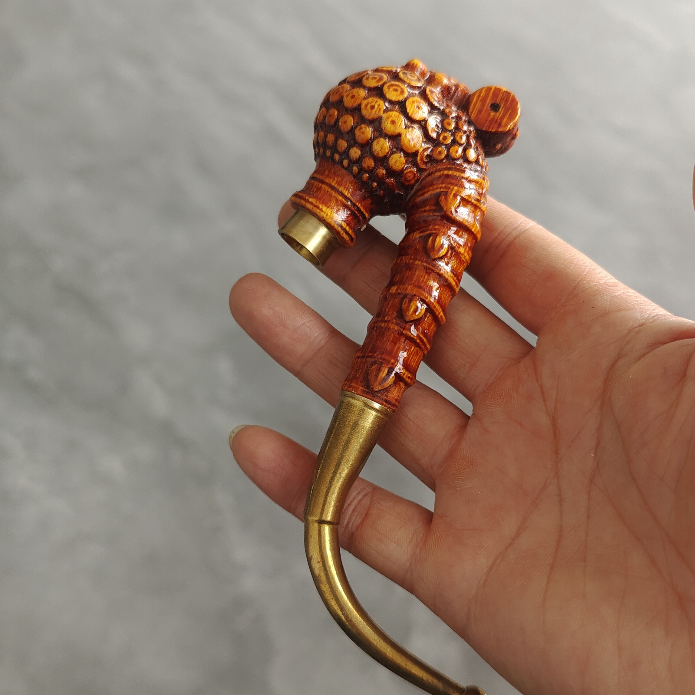 贵州民间烟杆实心竹小一体十五公分左右三用火口